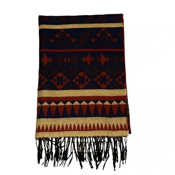 Women’s Southwestern Aztec Print Acrylic Scarf Casual Cozy Western - Picture 1 of 4